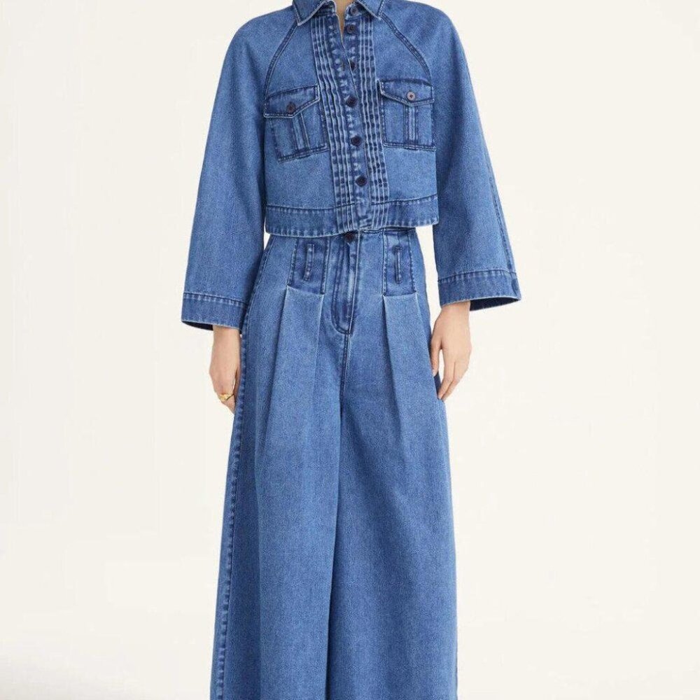 Merlette Verne Buttondown Denim Jacket Top Swing … - image 5